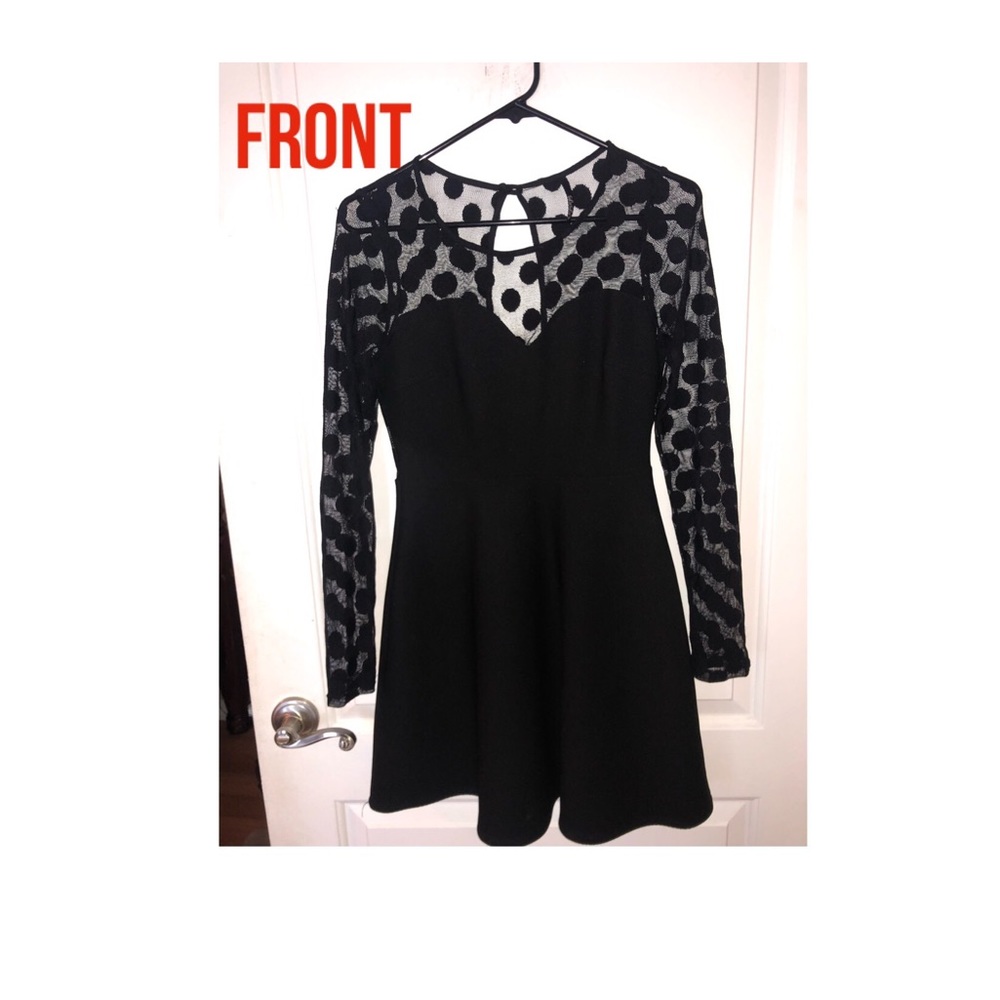 Black dress with mesh poke a dot sleeves